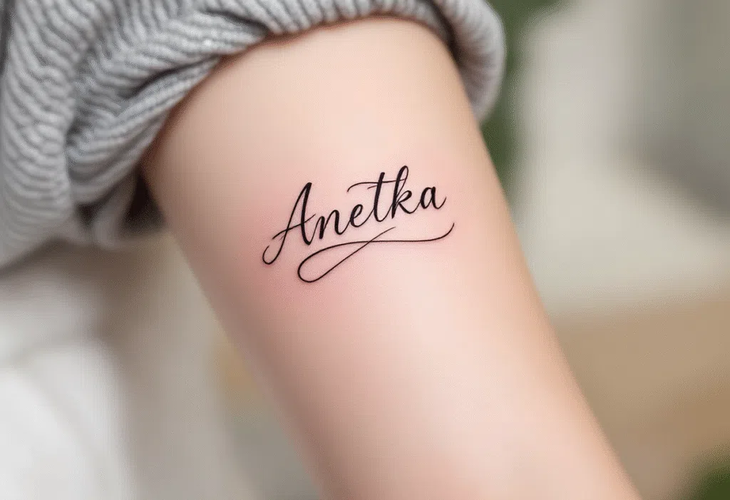 Tetování jména dětí, nápis Adélka na ruce