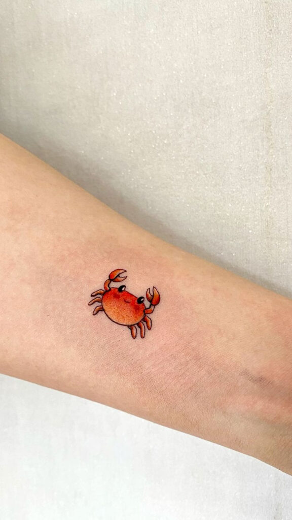 Malý krabík v cartoon stylu.