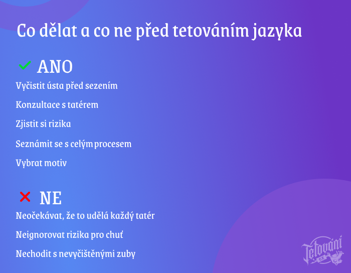 tetování jazyka - průběh