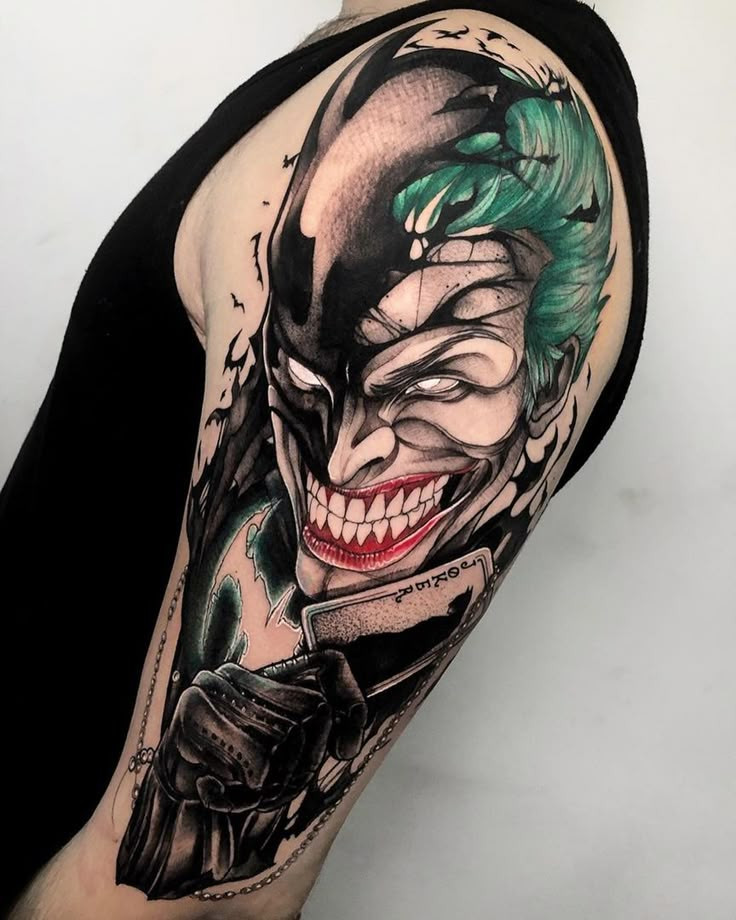 Spojující se Joker s Batmane,