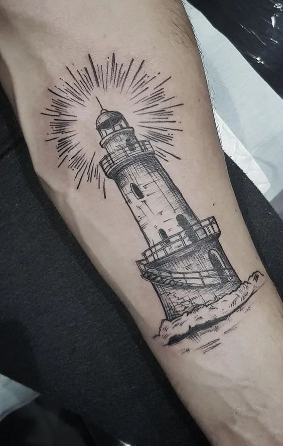 černobílé provedení majáku na předloktí.