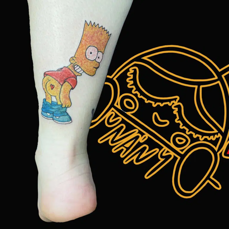 Tetování postavička Bart Simpson z filmů a pohádek na lýtko