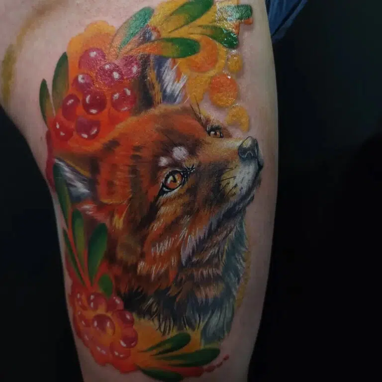 Tetování zvíře liška na rameno