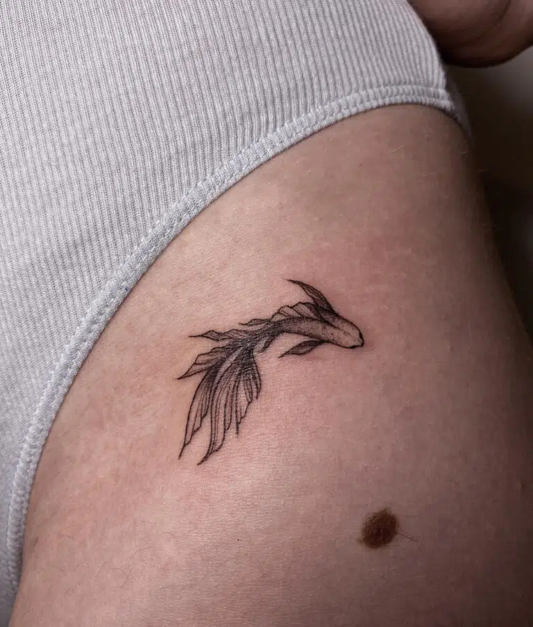 Tetování zvířata, ryba na třísla