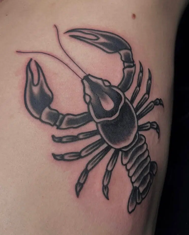 Tetování zvíře, rak znamení zvěrokruhu na lýtku