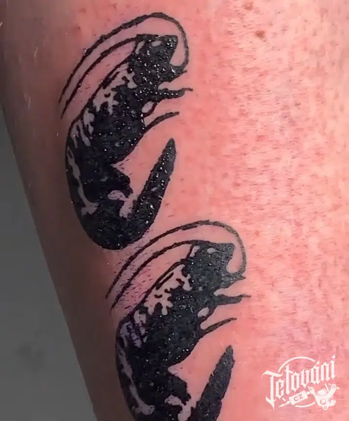 Tetování zvířata krevety na lýtko