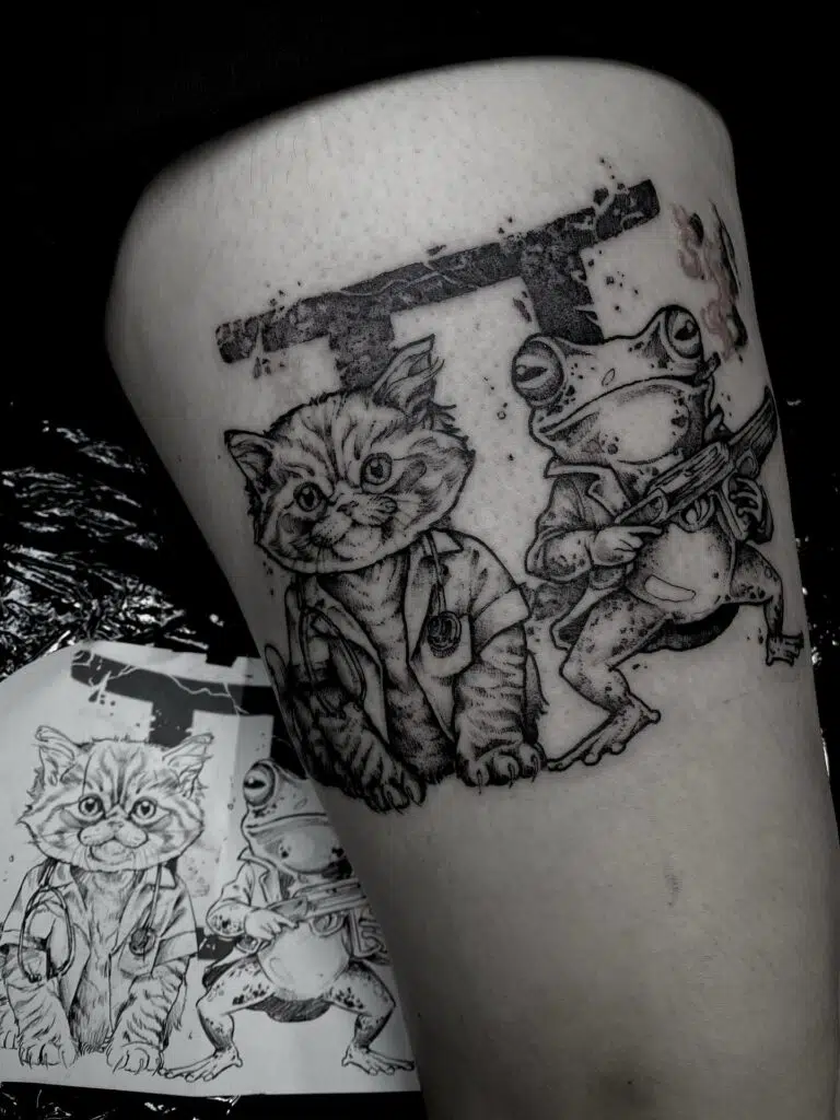 Tetování zvířata na stehně
