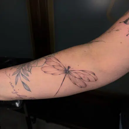 Tetování zvíře, vážka na předloktí