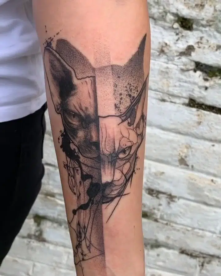 Tetování zvíře, kočka na předloktí