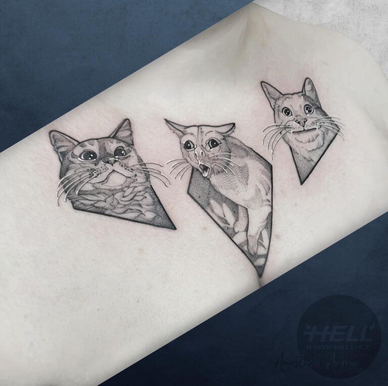 Tetování zvíře kočka na předloktí