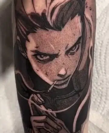 Tetování anime postavička Jolyne Cujoh z filmů pohádek na rameno