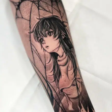 Tetování z filmů a pohádek anime postavička na předloktí