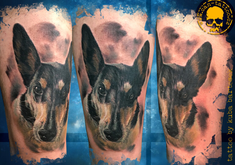 Tetování zvíře pes na předloktí
