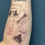 Tetování předmět, poštovní známky na předloktí
