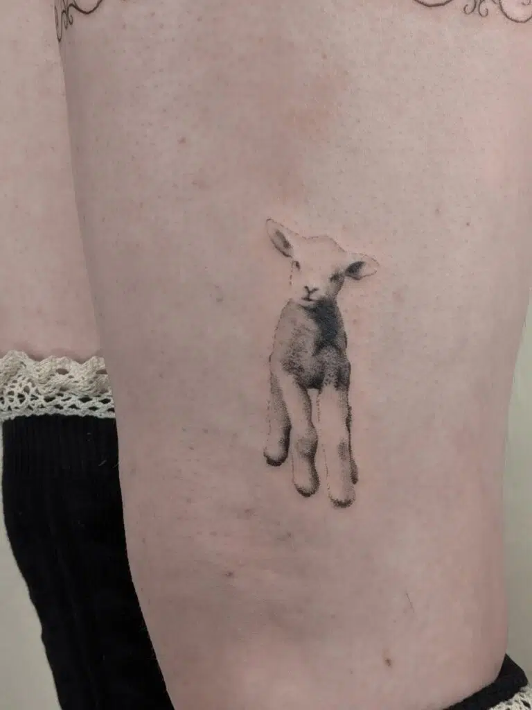 Tetování ovce, zvíře na stehno