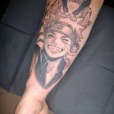 Tetování z filmů a pohádek postava Naruto na předloktí