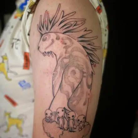 Tetování z anime filmů a pohádek princezna Mononoke na rameno